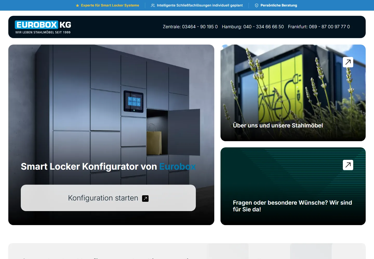 Startseite des Smart-Locker-Konfigurators von Eurobox