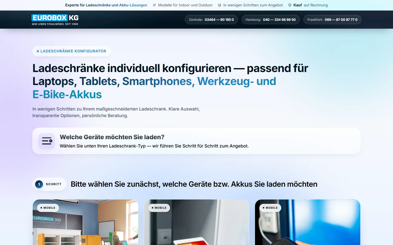 Ladeschrank Konfigurator — Webdesign Referenz